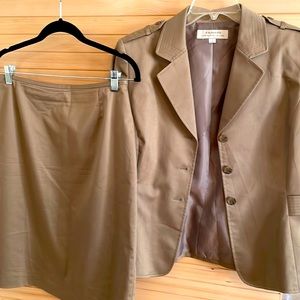 Tahari Tan/Mauve two piece skirt suit